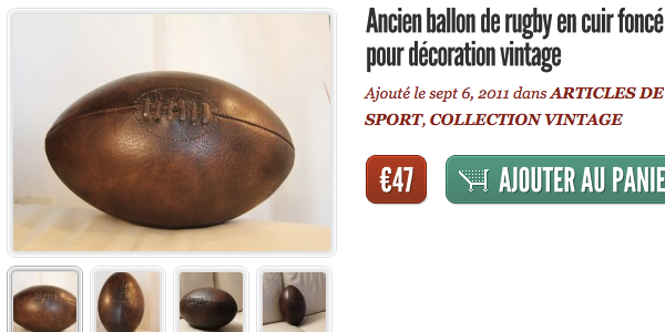 Ballon de rugby en cuir vintage 1924 - Édition limitée - Ben & Flo